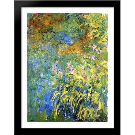 Irises 3 28x36 Large Black Wood Framed Print Art by Claude Monet