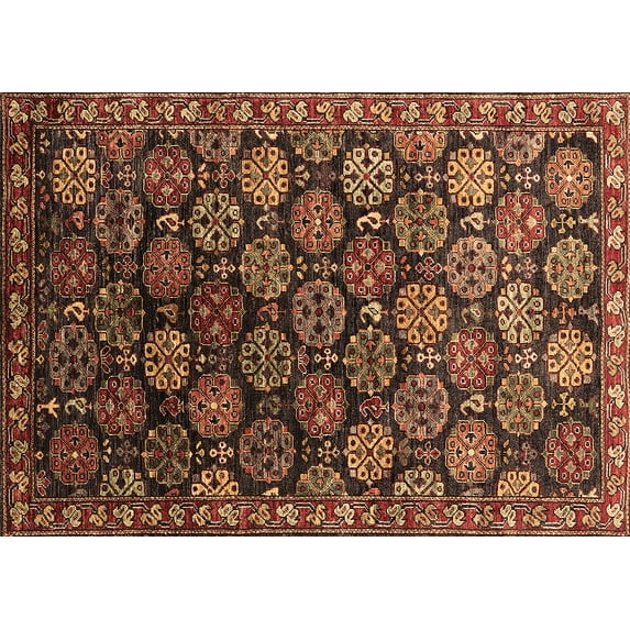 Ahgly Company Indoor Rectangle Oriental Brown Industrial Area Rugs, 6' x 9'