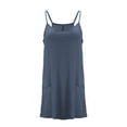 thumbnail image 4 of Womens Summer Sleeveless Mini Dress V Neck Spaghetti Strap Sundress Athletic Short Dress Loose Flowy Short Dresses Beach Holiday Sundresses with Pockets, 4 of 5