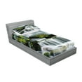 thumbnail image 2 of Ambesonne Landscape Fitted Sheet & Pillow Sham Set, Waterfall with Rocks, Twin, Green Black and White, 2 of 2