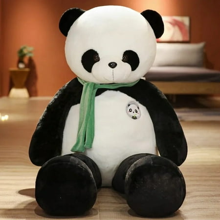 80/100cm Kawaii Big Giant Scarf Panda Bear Plush Toys Stuffed Animal Doll Pillow Huggable Cartoon Dolls Girls Lover Gifts about 100cm green