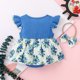 thumbnail image 5 of Gibobby Mameluco polar Vestido de bebé Floral de algodón y lino para niñas, mono de verano, mono con para niñas pequeñas y mono(Azul, 0-6 Meses), 5 of 5