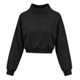 thumbnail image 3 of Womens Mock Neck Sweatshirts Long Sleeve Loose Fit Cropped Shirts Casual Soft Trendy Shirts Basic Tees Cute Y2K Fashion Pullover Top Tunics 2026 Fall Outfits fashion clothing Black XL, 3 of 5