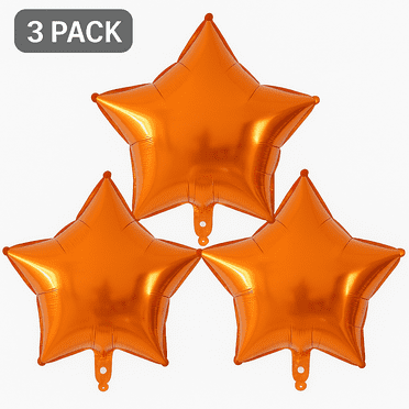 Orange Star Foil Balloons 3 Pack Party Decor Balloons