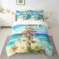 thumbnail image 2 of Erosebridal Coastal Beach Bedding Twin Size, Summer Holiday Bed in a Bag Twin size, Ocean Starfish Reversible Bed Set, Ultra Soft Bedroom Decorative, 7pcs, 2 of 6