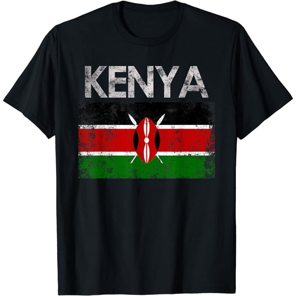 Vintage Kenya Kenyan Flag Pride Gift T-Shirt