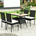 thumbnail image 3 of Costway 5 PCS Patio Rattan Furniture Set Wood Top Table Cushioned Chairs Garden Yard Deck, 3 of 10
