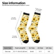 thumbnail image 2 of Daiia Navy Blue Leaf Sunflower Print Crew Socks – Soft Breathable Long Socks for Men & Women, Moisture-Wicking & Comfortable Daily Wear Socks, One-Size Fits Most (US 5-11), 2 of 6