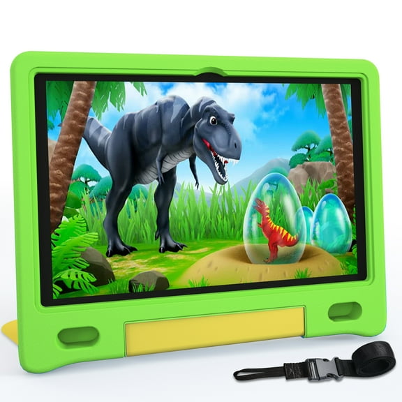 Tablet for Kids Age 3-12 10.1 inch Android 14 6000mAh 8GB RAM 64GB ROM(Expandable to 1TB Kids Tablet WiFi6 Google Kids Space Parental Control 1280 * 800 HD Screen, Green