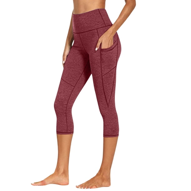 Pantalones de Yoga para Mujer con Bolsillos Pantalones Recortados Elastico Respirable Suave Cómodo para el Entrenamiento Correr Yoga Fitness Deportes