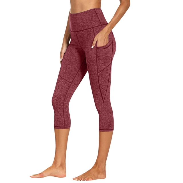 Pantalones de Yoga para Mujer con Bolsillos Pantalones Recortados Elastico Respirable Suave Cómodo para el Entrenamiento Correr Yoga Fitness Deportes