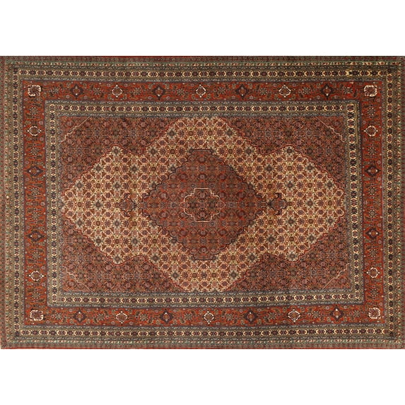Ahgly Company Machine Washable Indoor Rectangle Traditional Saffron Red Area Rugs, 7' x 9'