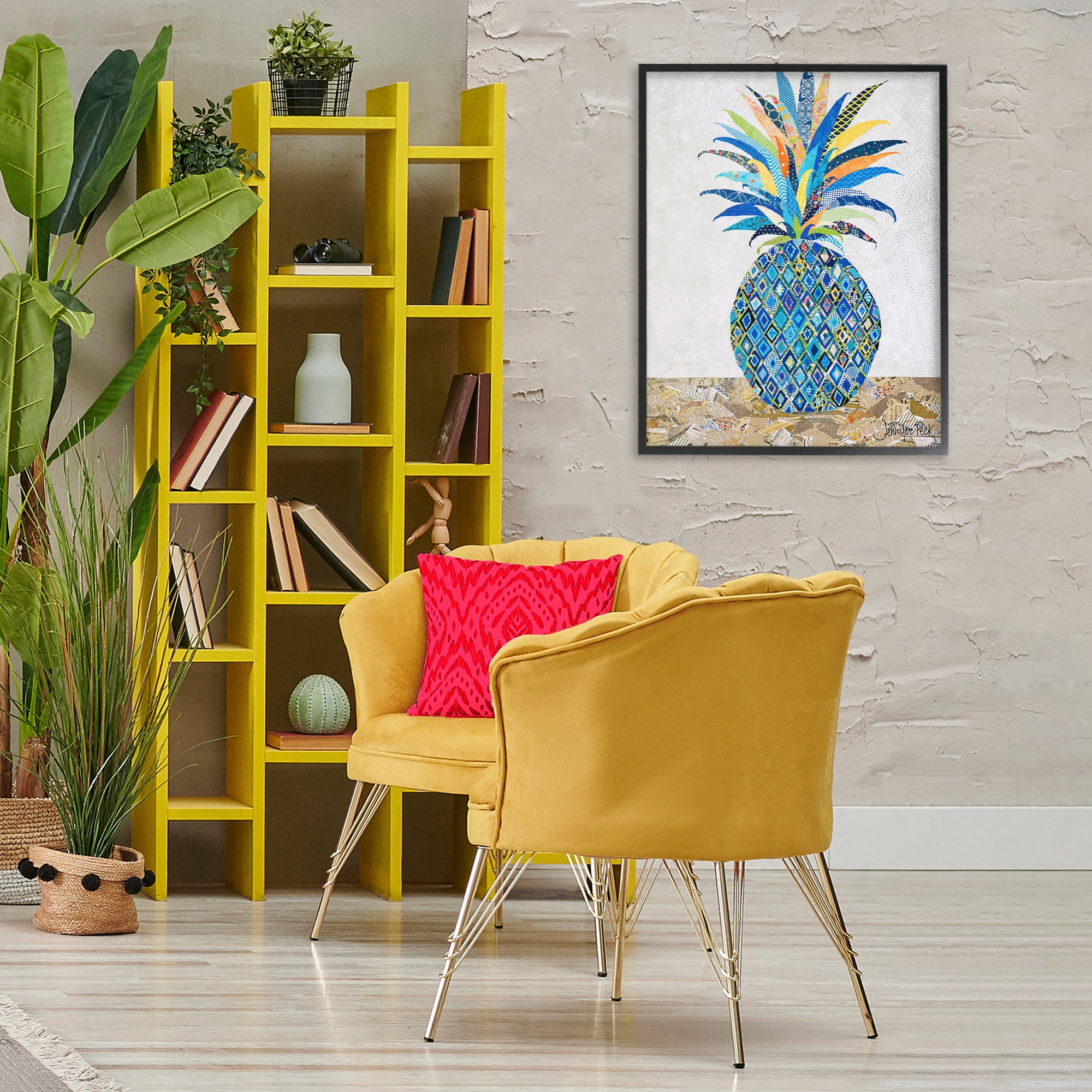 Stupell Industries Mosaic Patterned Pineapple Food & Beverage Painting Black Framed Art Print Wall Art, 24 x 30