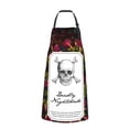 thumbnail image 3 of XMXT 1 Pcs Waterproof Kitchen Cooking Apron, Retro Skull Sticker Print Adjustable Aprons for Women Men with Pockets, 3 of 9