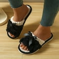 thumbnail image 6 of Taqqpue Memory Foam Open Toe Fuzzy Slippers for Women Slip On Cozy Indoor House Footwear for Her Versatile Indoor Slippers Bow Winter Trendy Fashionable Warm Flat Cotton Slippers, 6 of 6