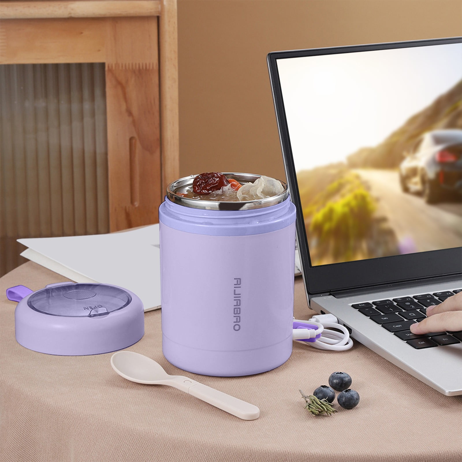 USB Electric Lunch Box 304 Stainless Steel Food Warmer Portable Heated Lunch Container for Office Travel Car Picnic Large Capacity