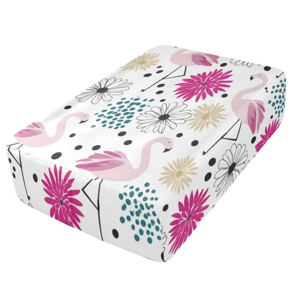 Premium Soft Fitted Sheet for Blow Up Bed Mattress Sheets with Zipper for Camping Office Bedroom, Flamingo White Print Print
