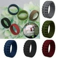 thumbnail image 4 of EIMELI Finger Ring Rubber Band Ring Silicone Rings Tire Pattern Wedding Men Breathable➳-01 green-10, 4 of 9