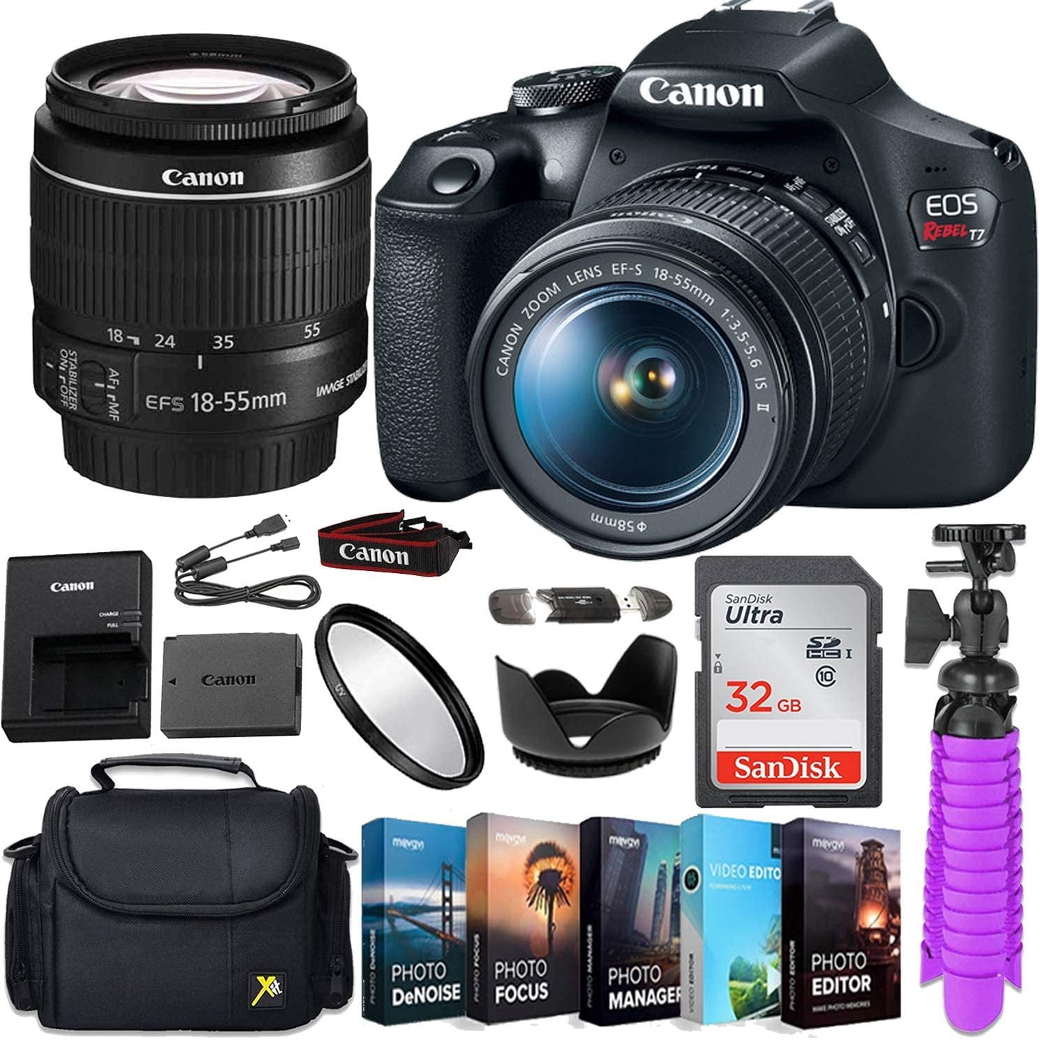 Canon EOS Rebel T7 DSLR Camera Bundle with Canon EF-S 18-55mm f/3.5-5.6