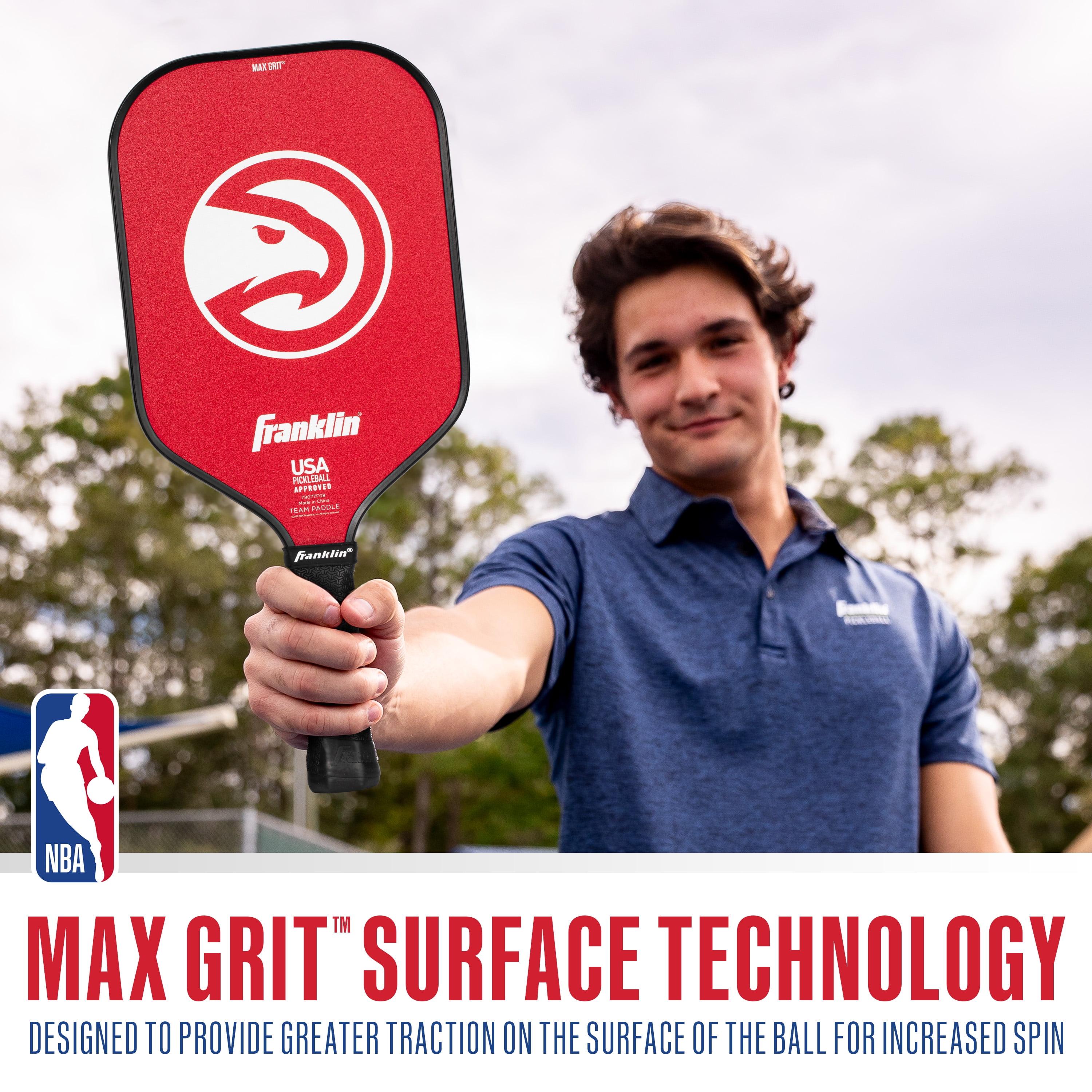 Franklin Sports NBA Atlanta Hawks Pickleball Paddle - Official NBA Team Pickleball Paddles - USAP (USAPA) Approved Premium Quality Pickleball Paddles - Authentic Team Logos + Colors