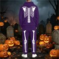 thumbnail image 5 of Yuncity Men Two Piece Outfits Sets Halloween Theme Skeleton Graphic Print Pullover Long Sleeve Jogger Pants Sweatsuit Casual Comfortable Hoodie Set Tracksuit Size Xl Purple, 5 of 8