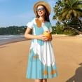 thumbnail image 6 of Horeoi Three White Geese Print Women's Short Sleeve Dress Breathable Polyester-Spandex All-Over Print A-Line Side Pockets Elastic Waist, 6 of 6