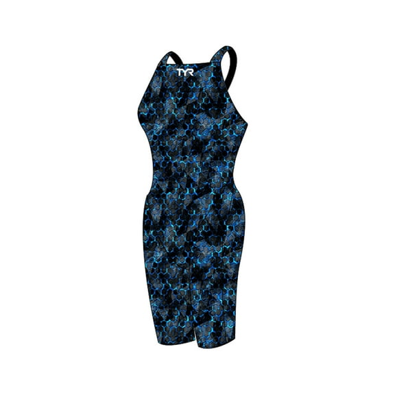 TYR Women's Avictor Supernova Closed Back Swimsuit (Blue/Grey, 32)