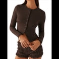 thumbnail image 1 of Blusas de Larga para Mujer, Cárdigan Ligero de Otoño, Camisetas para Salir, Blusas Acanaladas con Botones, Lindas y A Café XXL, 1 of 10