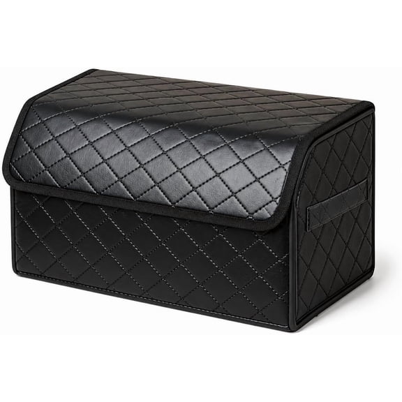 Car Trunk Organizer with Lid, Foldable Storage Box for SUV, Black