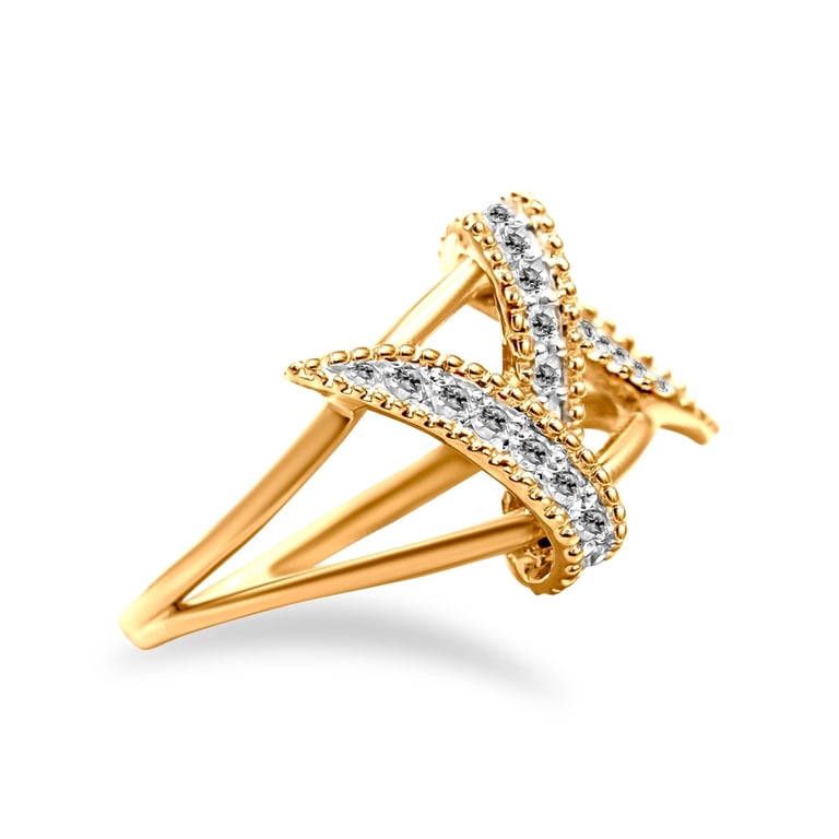 30-6656Y-1.jpg?v=1761606425&  14K Yellow Gold Plated .925 Sterling Silver 1/4 Cttw Diamond Interlocking display picture 1