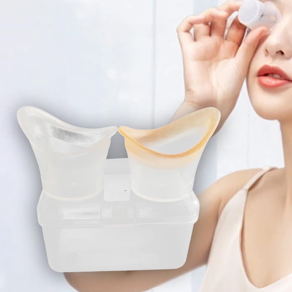 洗眼杯2只盒装收纳盒指纹双彩区分硅胶10ml 护理神 器洗眼液杯普通款灰桔+白色收纳盒*指纹款洗眼杯*曲线型