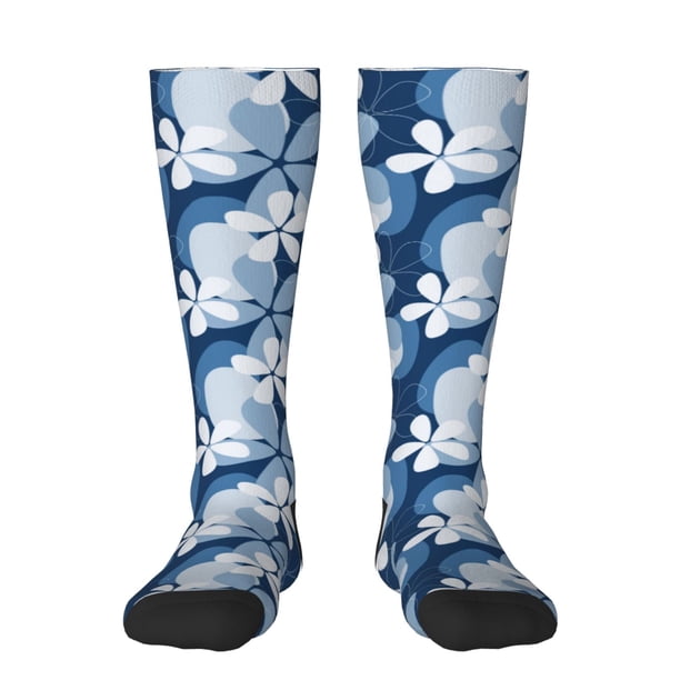 Fotbe Flower Calcetas Divertidas Estampadas para Hombre y Mujer, Calcetas de Algodón hasta la Rodilla para Caminar, Correr, Enfermería y Embarazo