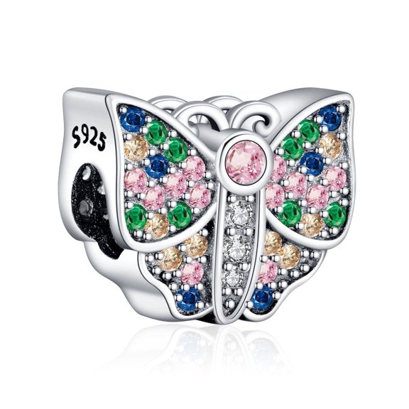 ROSIANNA 925 Sterling Silver Charm for Bracelets CZ Paved Butterfly Bead Charms Women Girl Bracelet Charm Gift