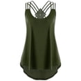 thumbnail image 2 of Glisme Tank Tops For Women Ladies Bandages Sleeveless Vest Top High Low Tank Top Notes Strappy Tank Tops Versatile Army Green T Shirt, 2 of 2