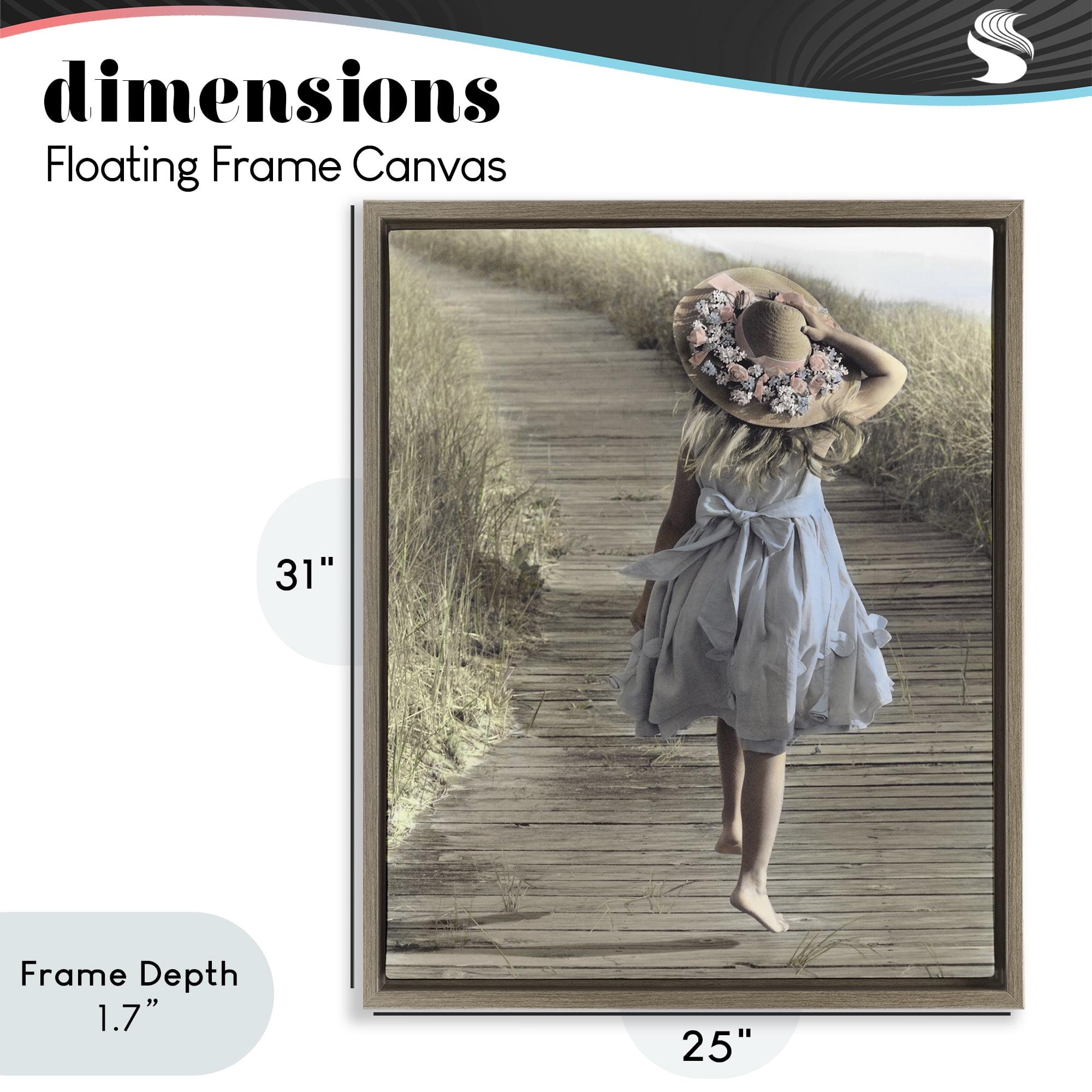 Stupell Industries Girl With Sun Hat Walking Brown Framed Floater Canvas Wall Art, design by Kendra Dew