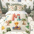 thumbnail image 3 of Erosebridal Dinosaur Letter M Twin Bedding Sets for Kids Boys Girls, Cartoon Dino Animals Bedding Comforter Set, Polka Dots Reversible, 7 Pieces, 3 of 5