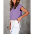 thumbnail image 4 of Bat Sleeve Women's Short Sleeve Summer Curled Cropped Top Casual Round Neck Solid Color T-Shirt, 4 of 6