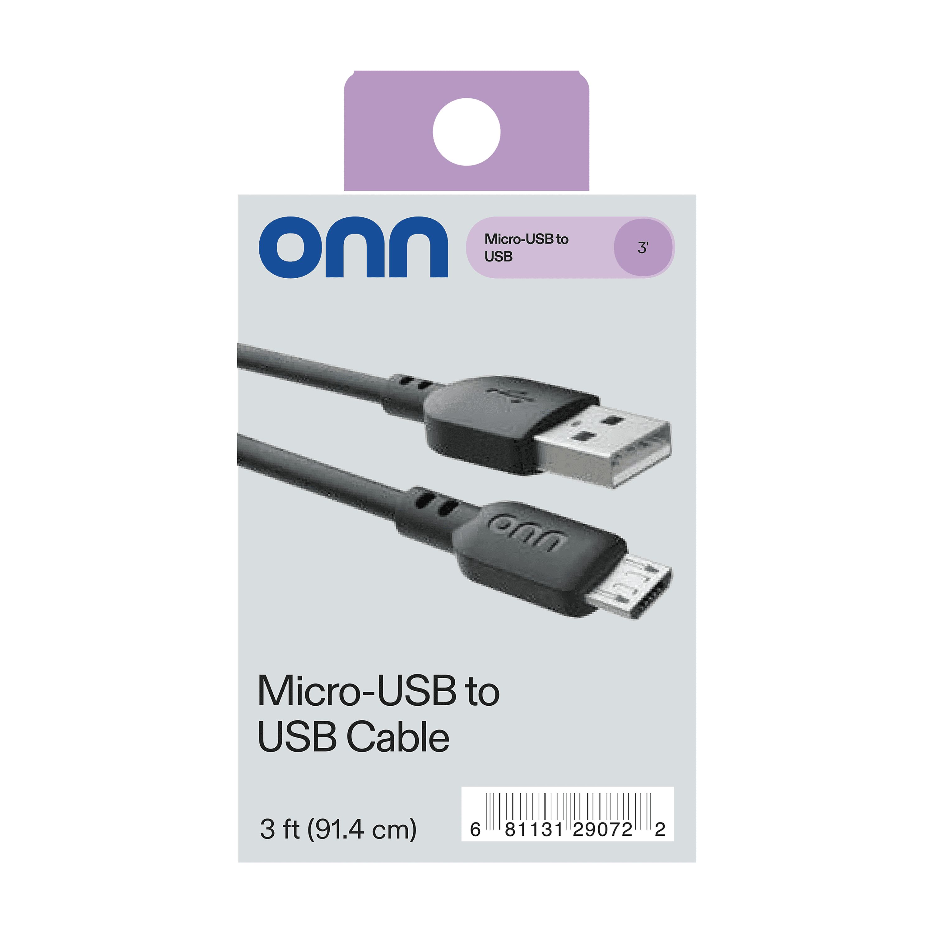 Cable de carga onn de 3 pies Micro-USB a USB, negro 2