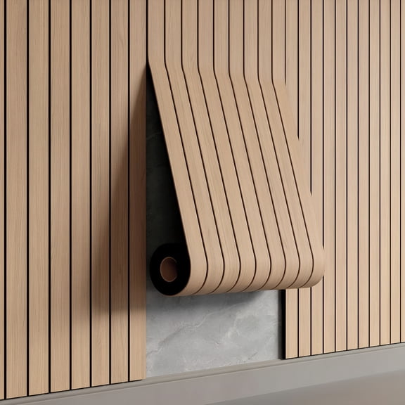 SELIVO 2026 New Peel and Stick Pvc Slat Wall Panel 118"X15.75" Self-Adhesive Thick Faux Oak Wood Grain Wallpaper Panel 3D Soundproof Wall Panels for Walls & Ceilings