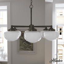 Hunter - Saddle Creek 6-light Noble Bronze, Large Chandelier, Dimmable, Schoolhouse Style, Candle Shaped, for Bedrooms, Kitchens, Dining, Living Rooms - 19120
