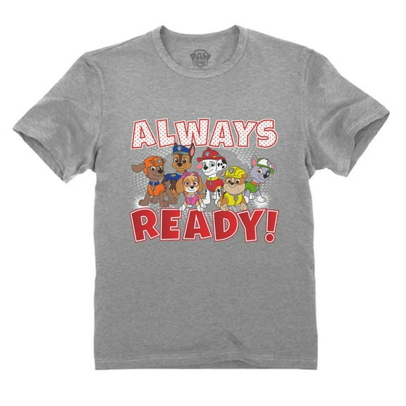 Tstars Boys Unisex Gift for Kids Paw Patrol Always Ready Kids Shirt Official Nickelodeon Birthday Gift Party Toddler Kids T Shirt