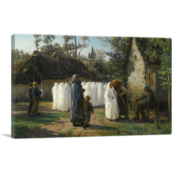 ARTCANVAS Les Communicantes 1884 Canvas Art Print by Jules Breton - Size: 12" x 8" (0.75" Deep)