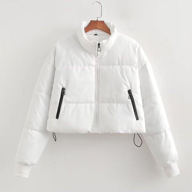Parkas de manga larga para mujer, color liso, cálidas, con cuello alto, cortas, de algodón, de manga larga