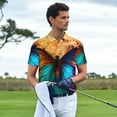 thumbnail image 3 of Xecao Vibrant Rainbow Butterfly A Mens' Casual Short Sleeve Button-Down Polo Shirts for a Classic Golf Shirts-X-Large, 3 of 6