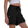 thumbnail image 6 of GERsome Women's Shorts with Pockets Drawstring Elastic Waist Outdoor Travel Hiking Cargo Shorts Black Size L, 6 of 6
