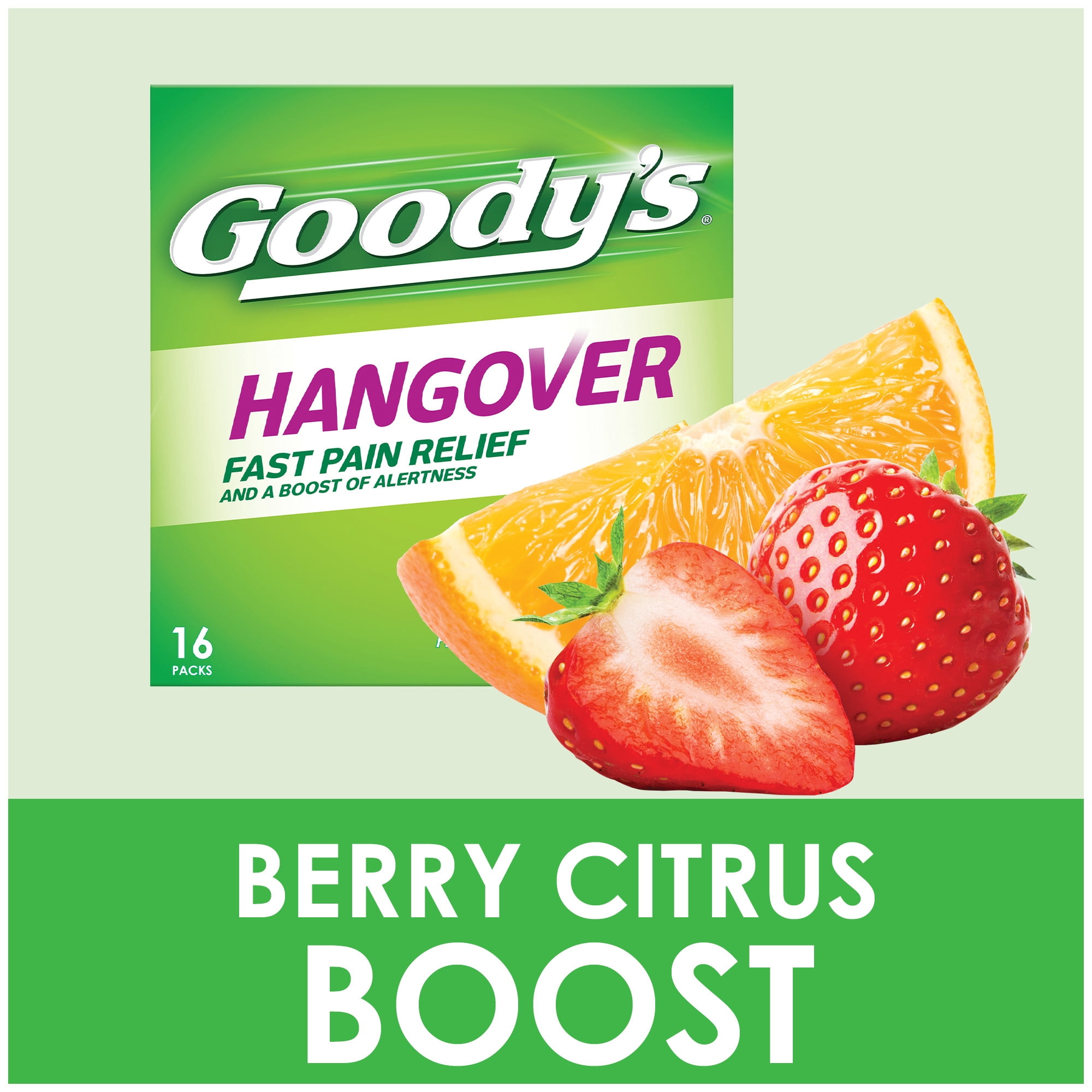 Goody's Powders, Fast Pain Relief & Alertness Boost, Berry Citrus Headache Relief, 16 Stick Powders