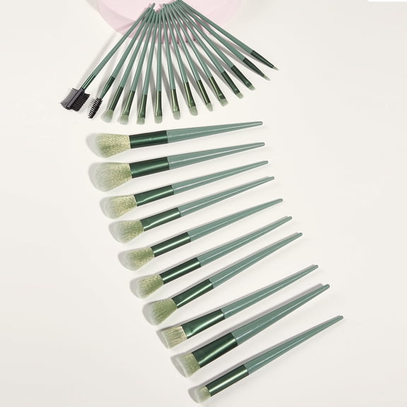 Dr.pedi 24-Piece Makeup Brushes Set with Unique Tapered Handles, Professional Vegan Synthetic Bristles for Face, Eyes & Lips, Green Makeup Brush Kit