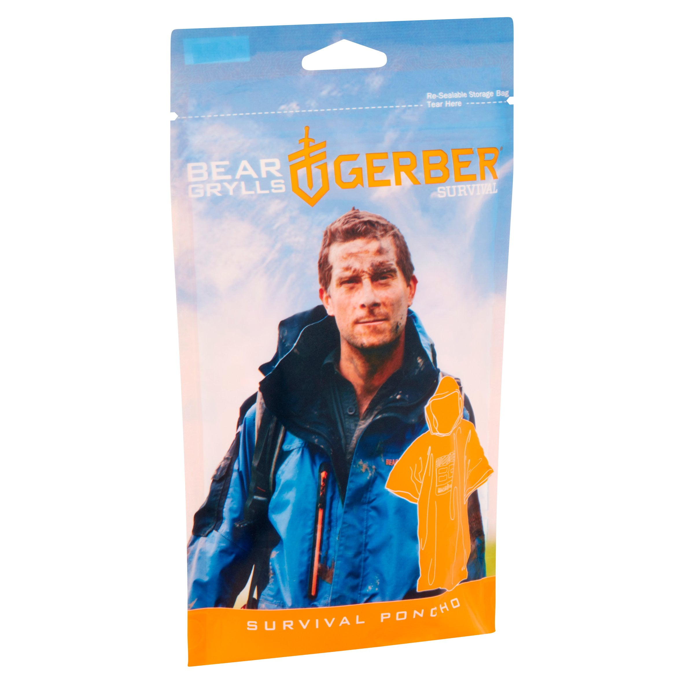 Gerber Bear Grylls Orange Survival Poncho / Rescue Marker With Hood