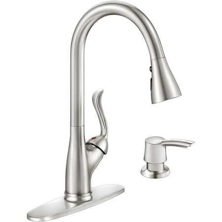 

Patented Kitchen Faucet with Pull Down Sprayer Stainless Steel Brushed Nickel 149BN
