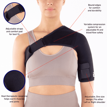 NEO G EASY-FIT ADJUSTABLE NEOPRENE SHOULDER SUPPORT BRACE, ONE SIZE FSA/HSA ELIGIBLE